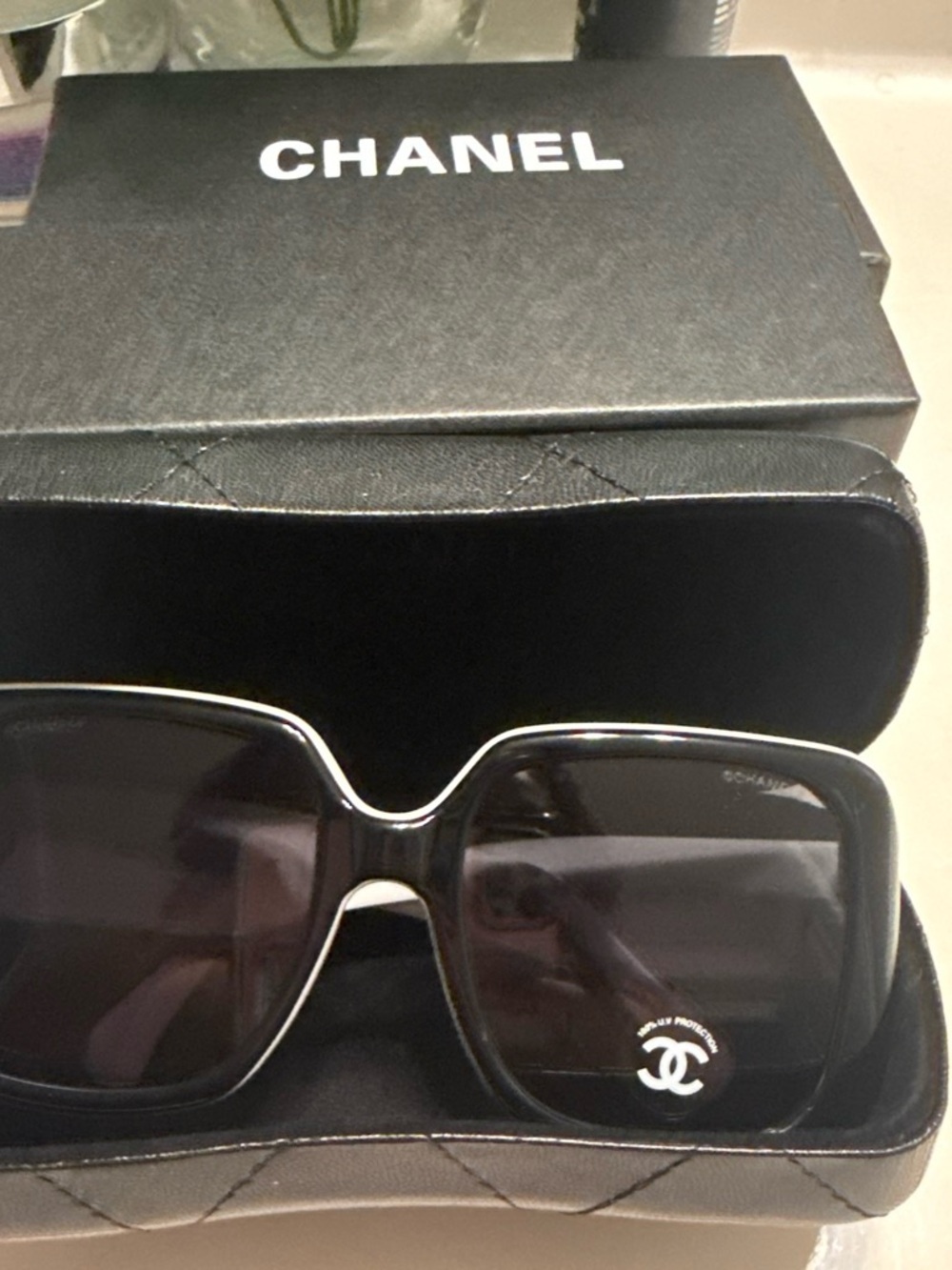 CHANEL Black Square Frame Sunglasses for Men